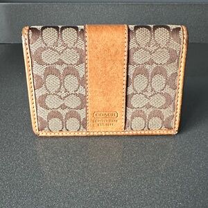 Coach Signature Brown and Tan Card Holder